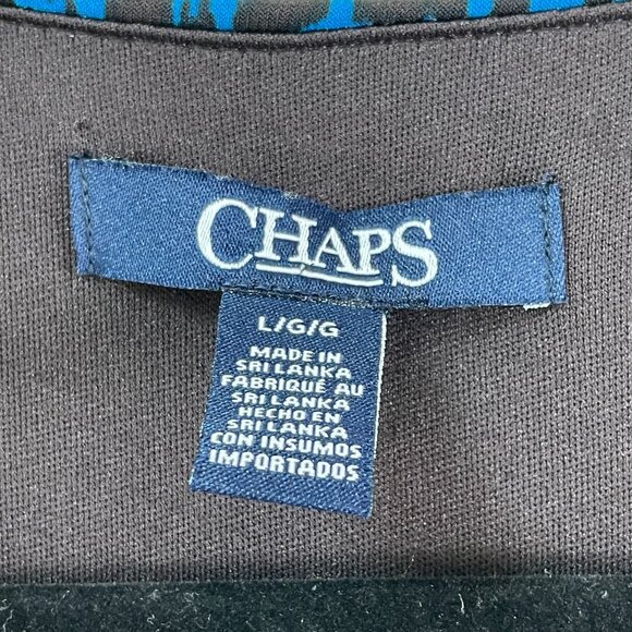 Chaps Womens Large Blue Black Stretch Maxi Dress Sleeveless V Neck - Picture 3 of 7